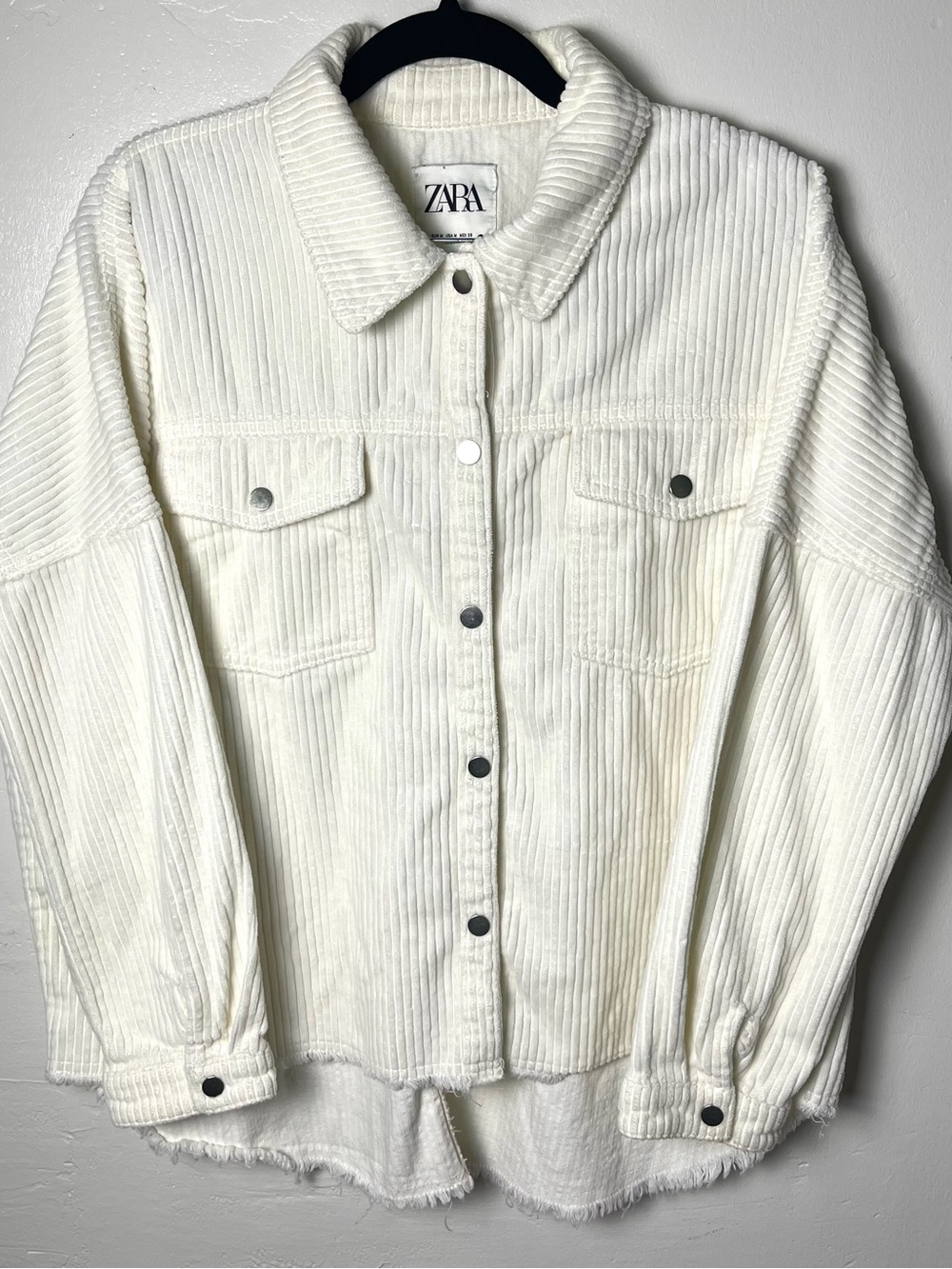 Zara Oversized Cream Corduroy Button-Front Jacket